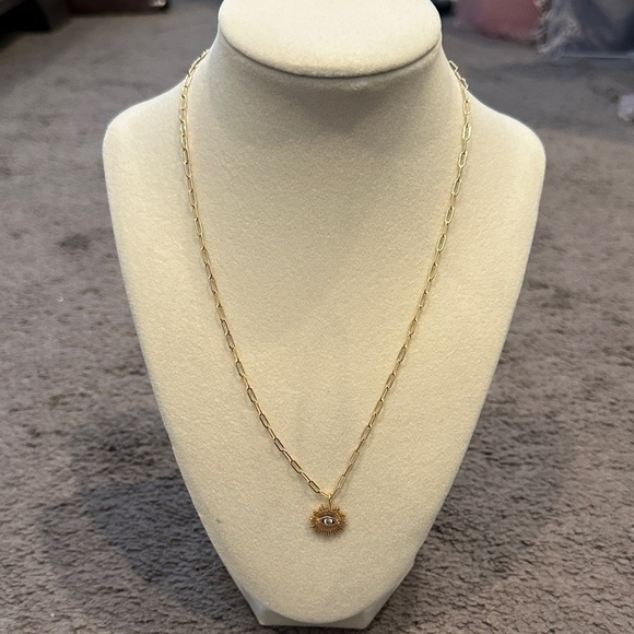 Joy Dravecky Jewelry - Joy Dravecky Elegant Gold Necklace with Sunburst Evil eye Pendant